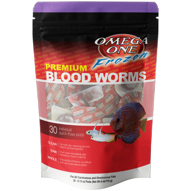 06501 Omega One Frozen Bloodworm 4 oz Pod Pouch Front