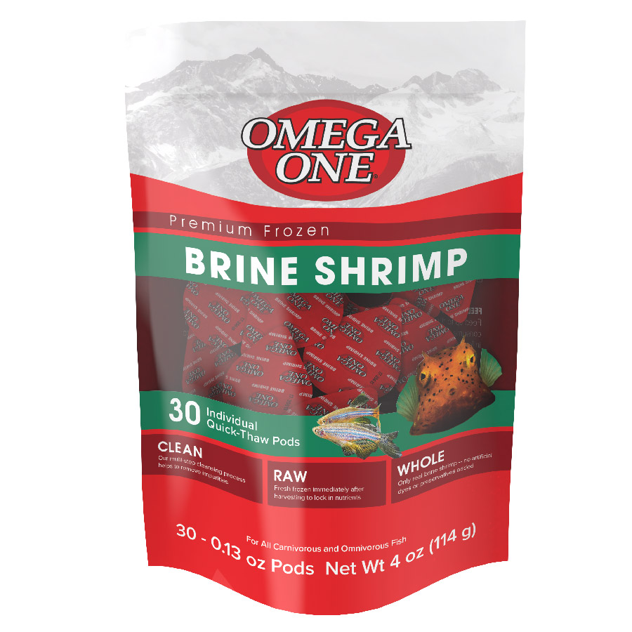 OO-70020 Omega One Premium Frozen Brine Shrimp, 4 Ounces, 30 Individual Quick-Thaw Pods - Front Renders