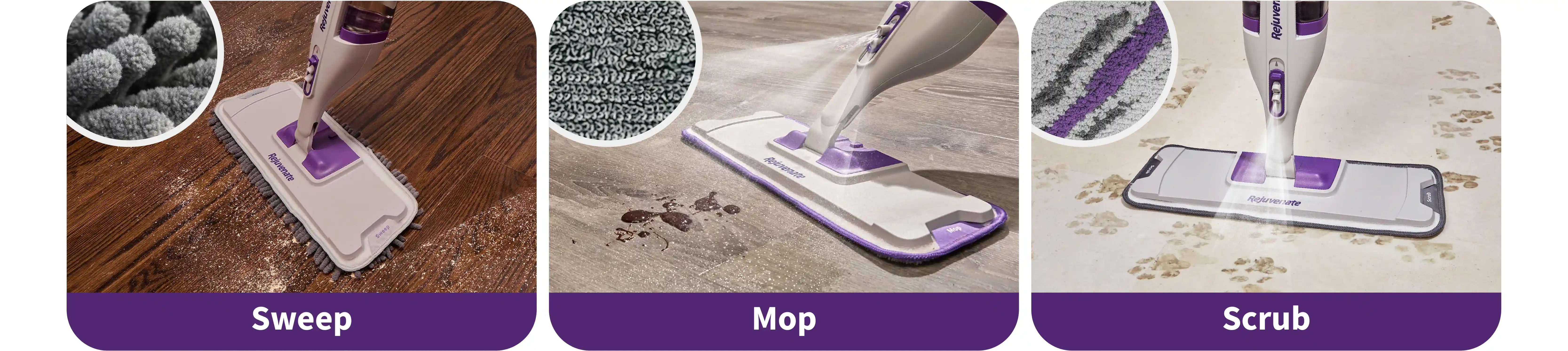 Sweep, Mop, Scrub.
