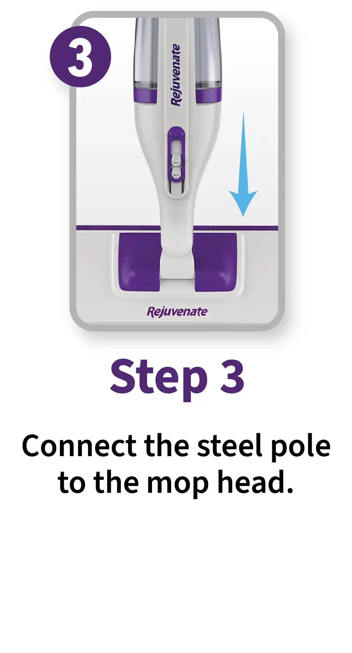 Step 3. Connect the steel pole to the mop head.