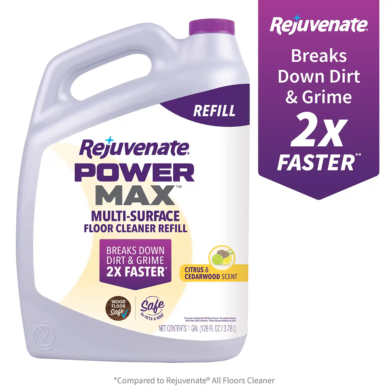 Rejuvenate PowerMax Multi-Surface Floor Cleaner Refill, 128 Ounces, Citrus & Cedarwood Scent Front Render