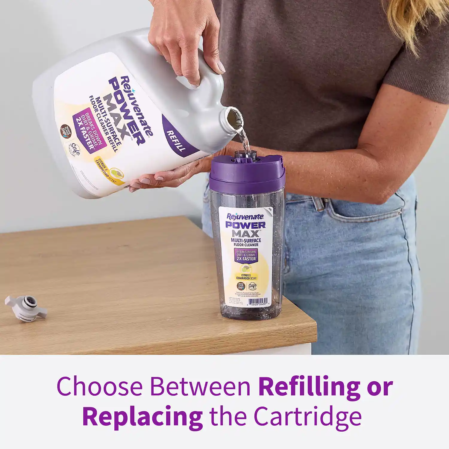 30-oz Cartridge Compatible with Rejuvenate® PowerMax™ Multi-Surface Spray Mop* *Not compatible with the Rejuvenate® Click n Clean Multi-Surface Spray Mop.