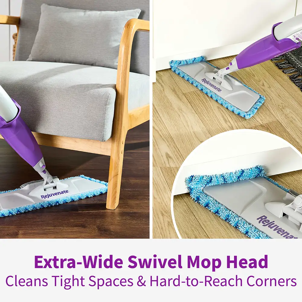 Extra-Wide Swivel Mop Head Cleans Tight Spaces & Hard-to-Reach Corners