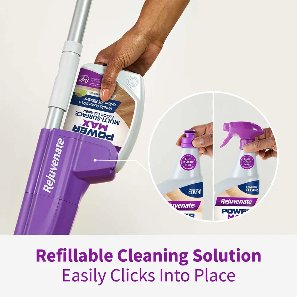 Refillable Cleaning Solution Easily Clicks Into Place