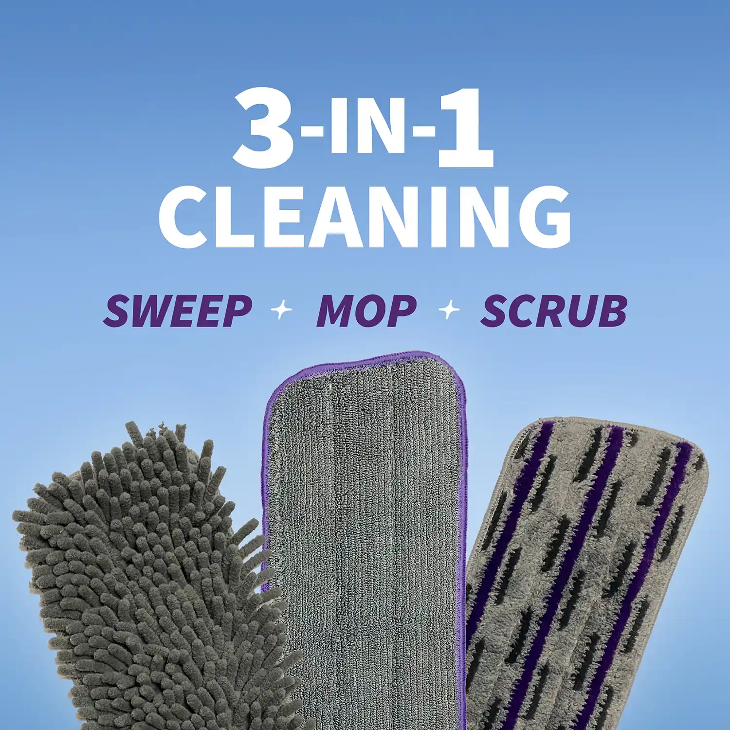 3-IN-1 CLEANING SWEEP + MOP + SCRUB