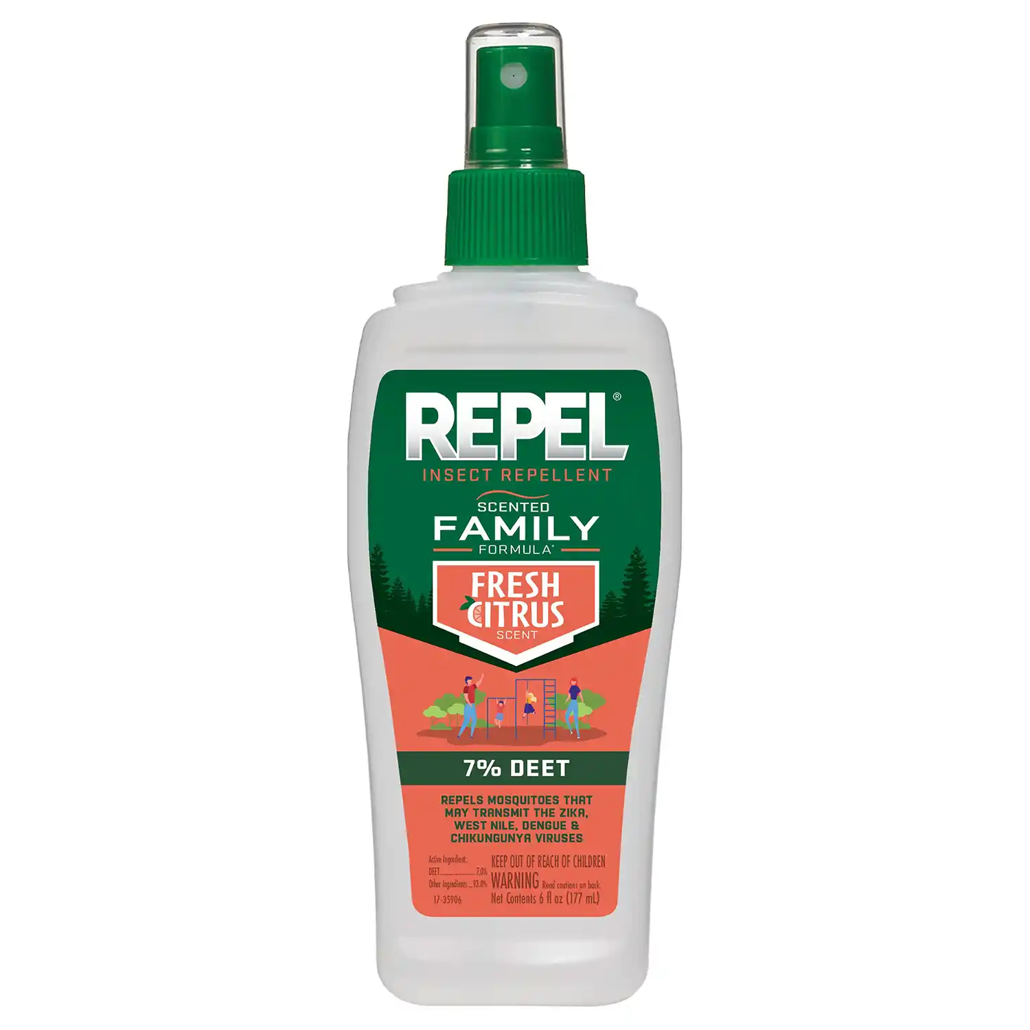 Repel® Insect Repellent Scented Family Formula™ 7% DEET, Fresh Citrus Front Render
