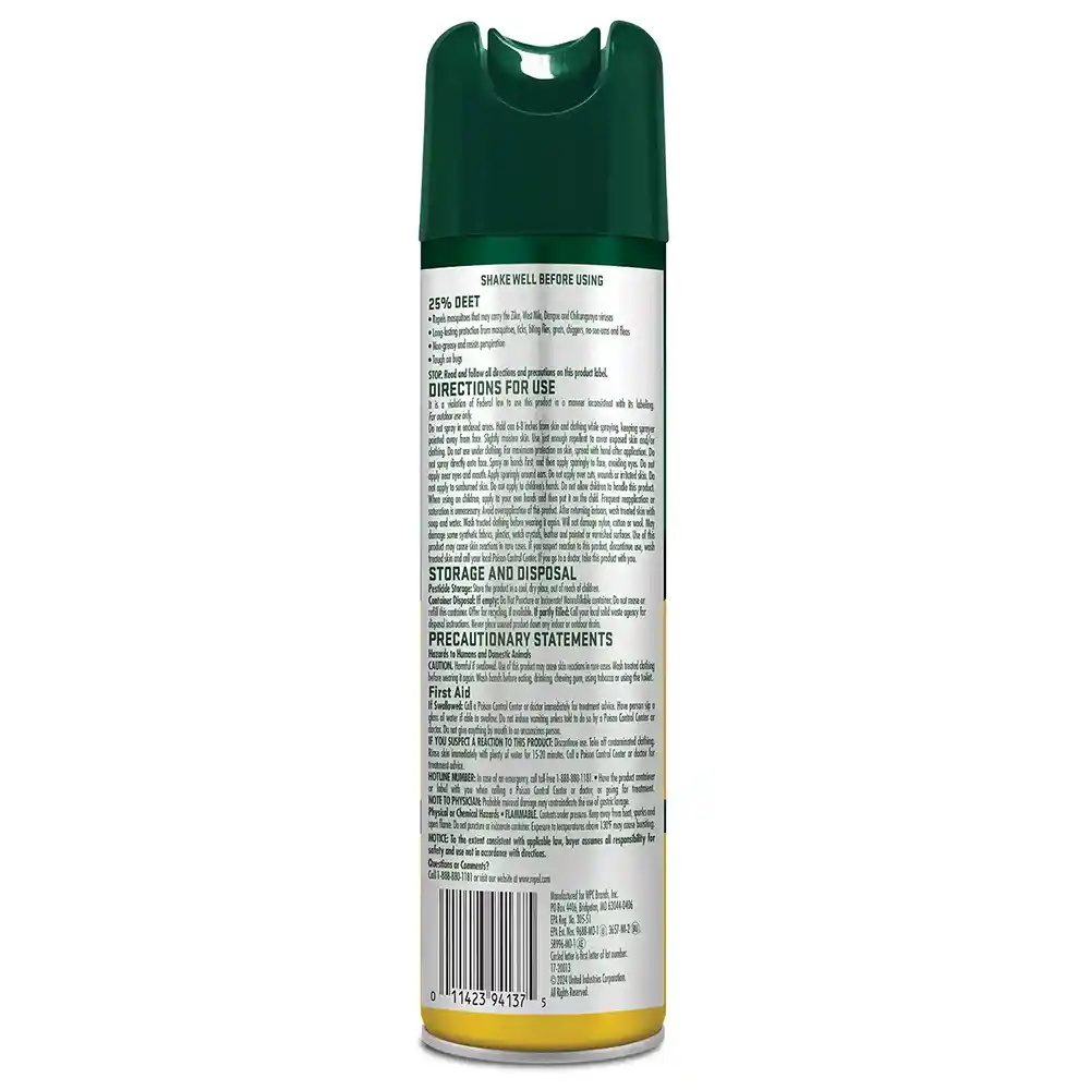 Sportsmen 25% DEET Aerosol 6.5 oz Back