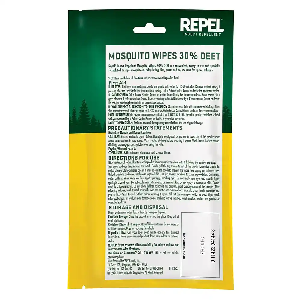 Insect Repellent Wipes 20ct Back