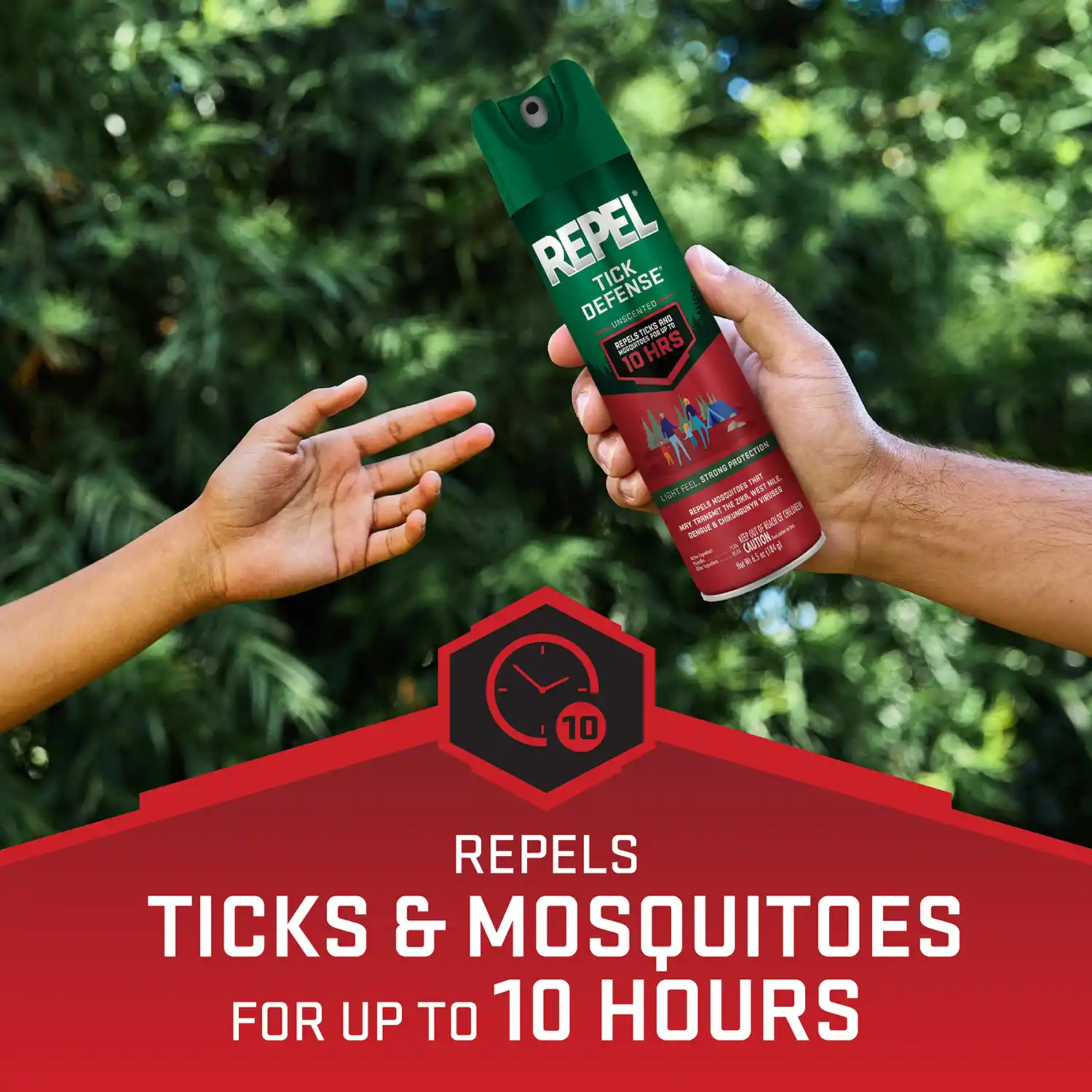 REPELS TICKS & MOSQUITOES FOR UP To 10 HOURS