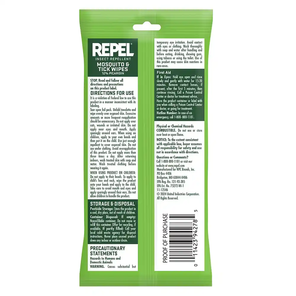 Mosquito & Tick Wipes Back