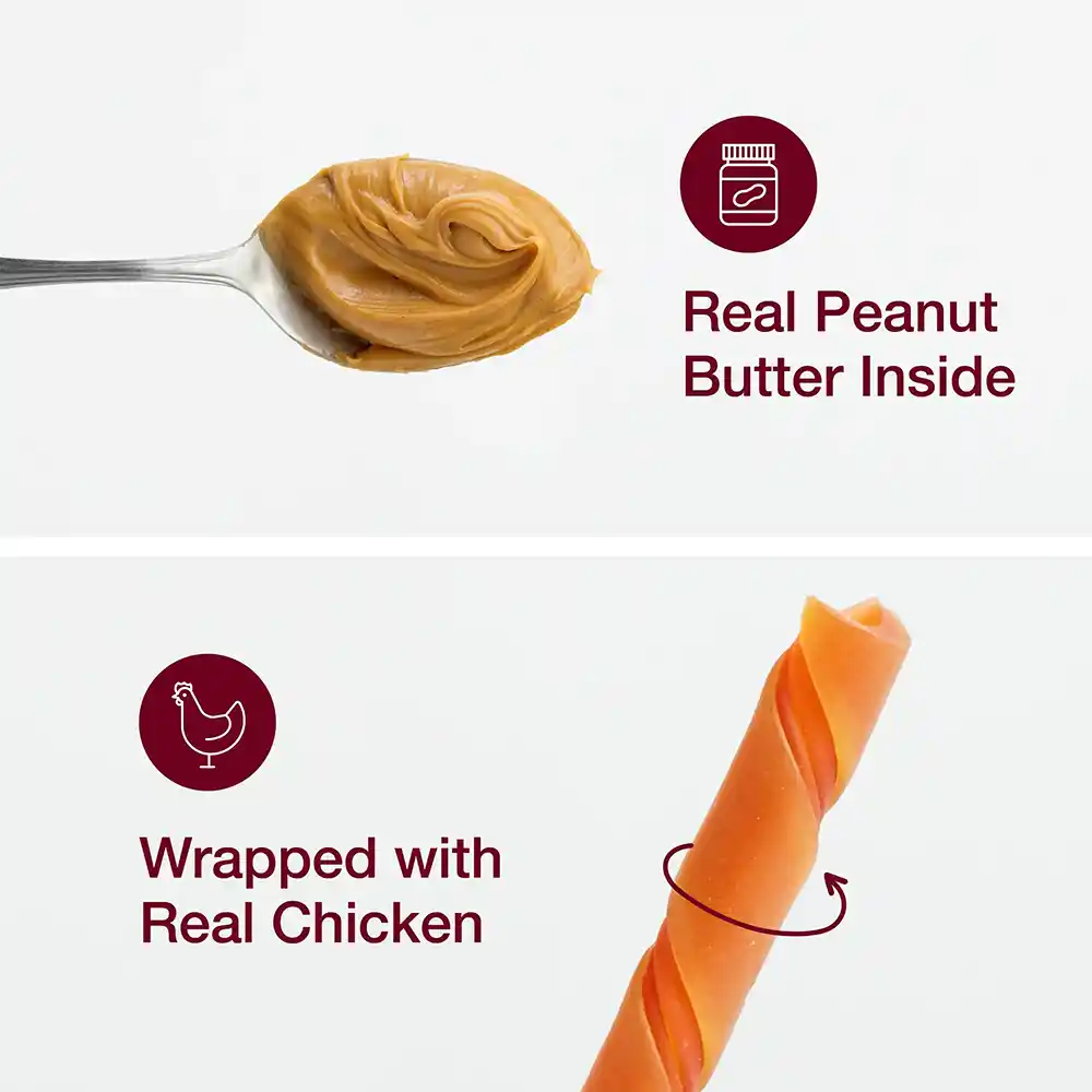 Twist Sticks Made With Real Peanut Butter and Wrapped with Real chicken