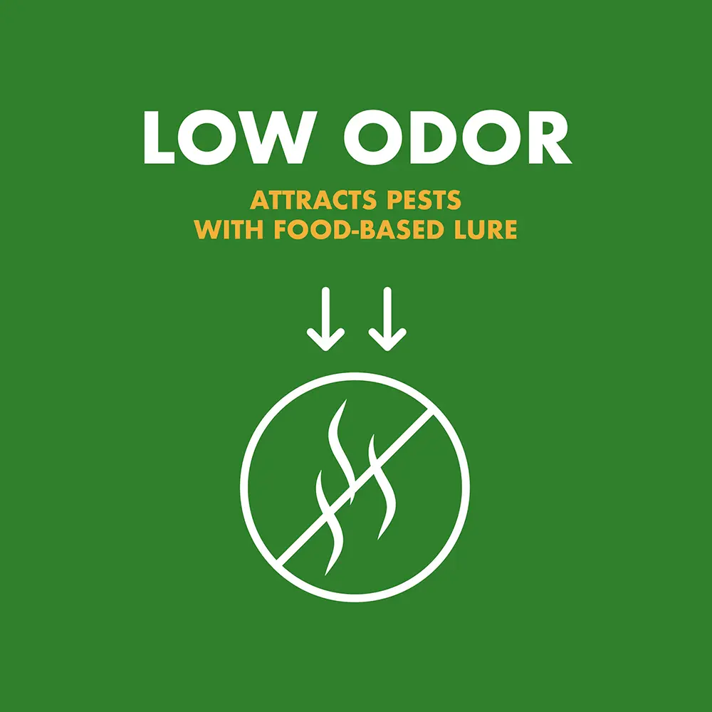 Low Odor: Attracts Pests with Food-Based Lure
