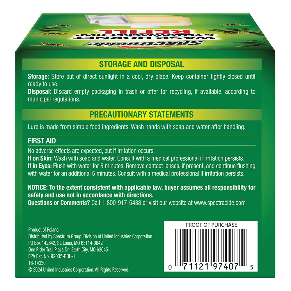 Wasp, Hornet, & Yellowjacket Trap Refill back