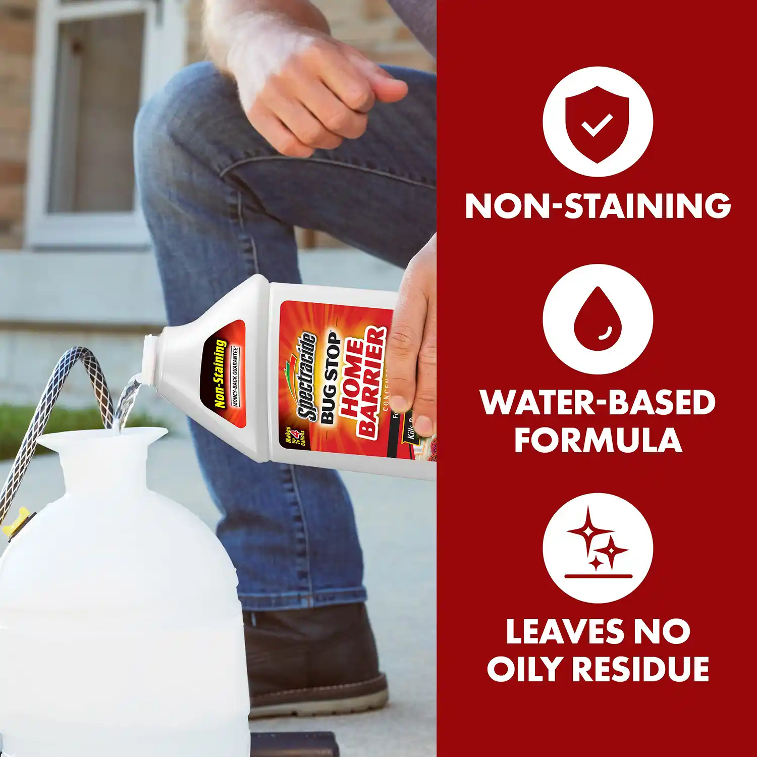 Non-Staining. Water-Based Formula. Leaves No Oily Residue.