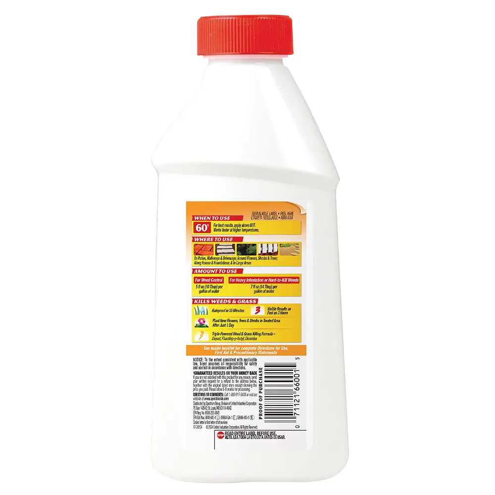 Weed and Grass Killer Concentrate 16 oz back