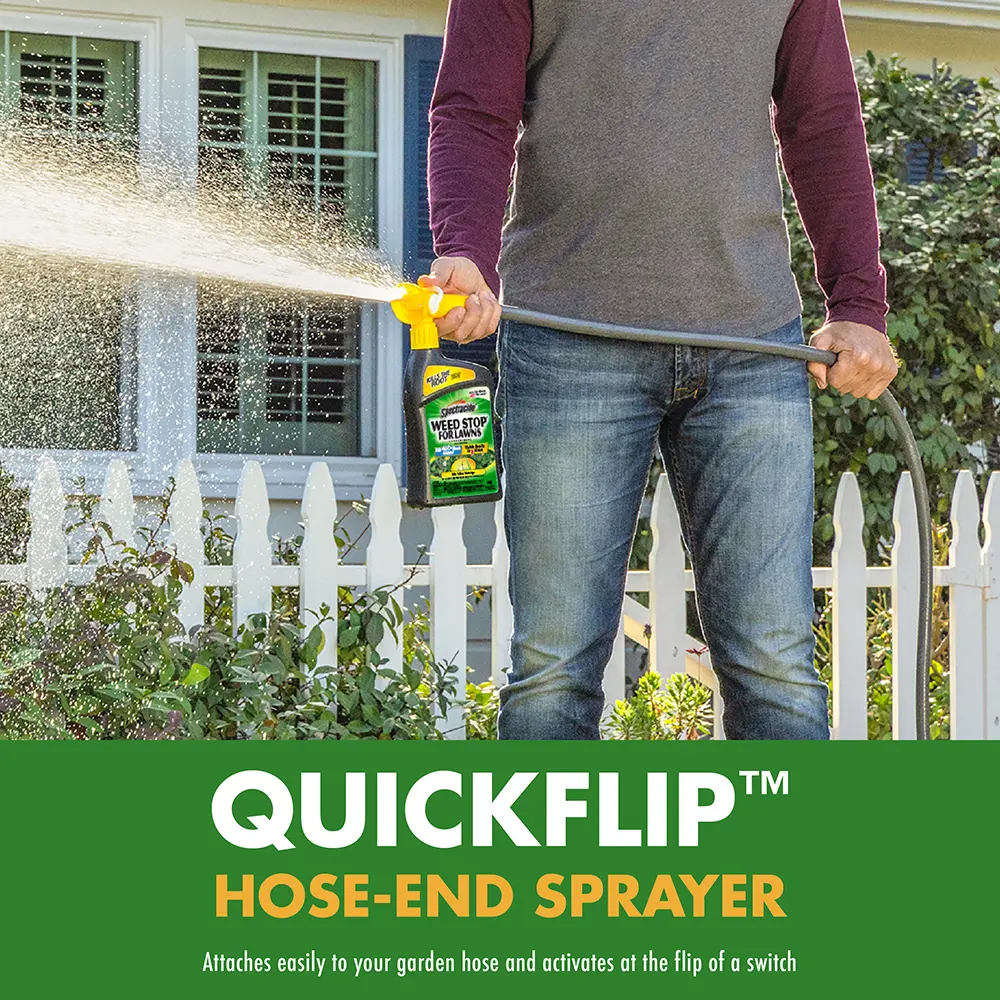 QuickFlip Hose-End Sprayer:  Attaches easily to your garden hose and activates at the flip of a switch