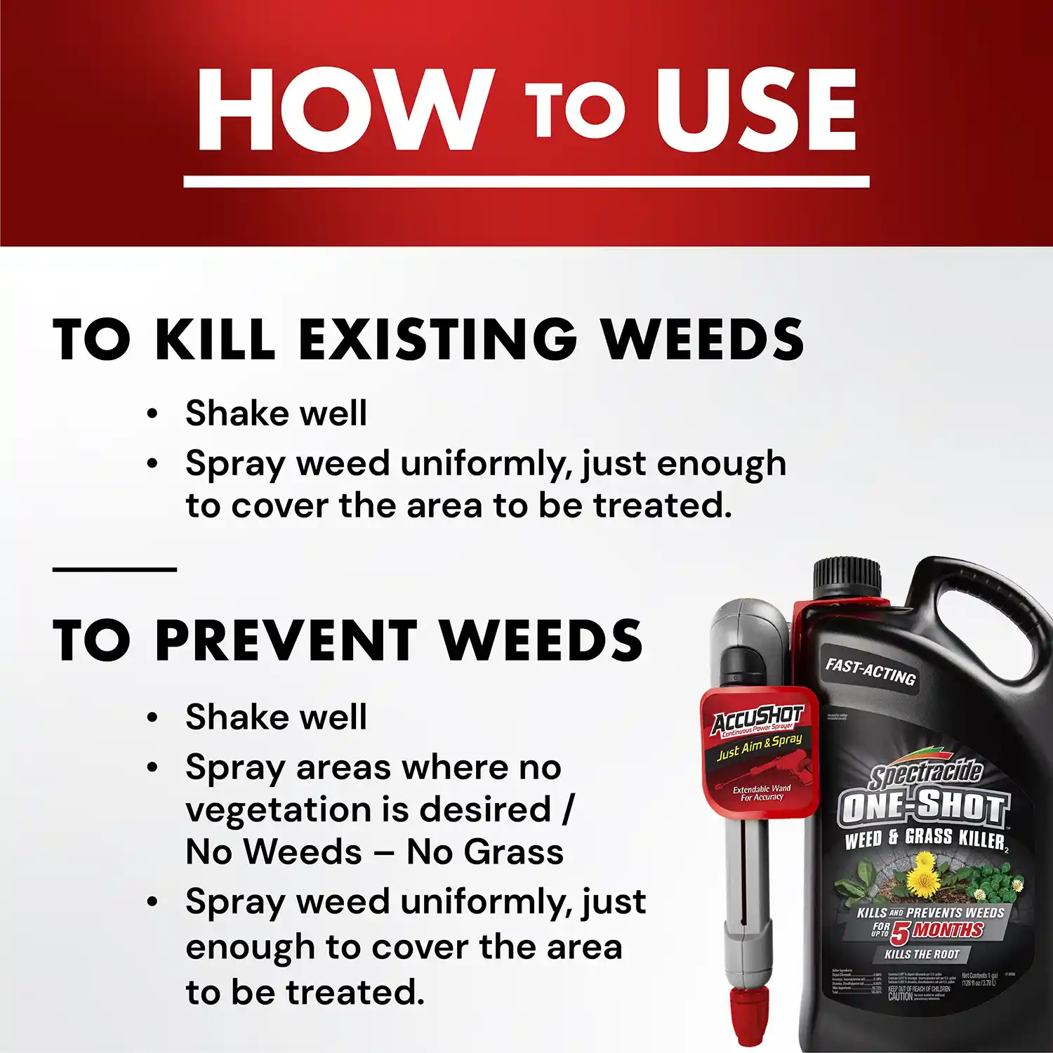 One Shot Weed and Grass Killer Accushot Refill 1 Gallon - How to Use