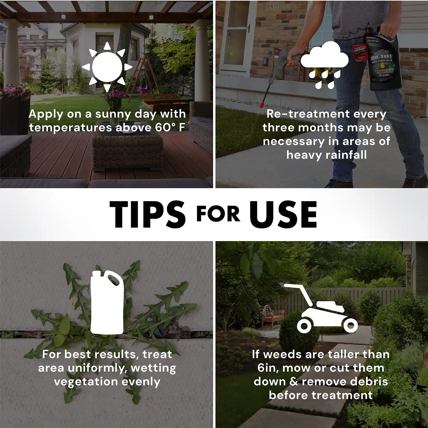 One Shot Weed and Grass Killer Accushot Refill 1 Gallon - Tips for Use