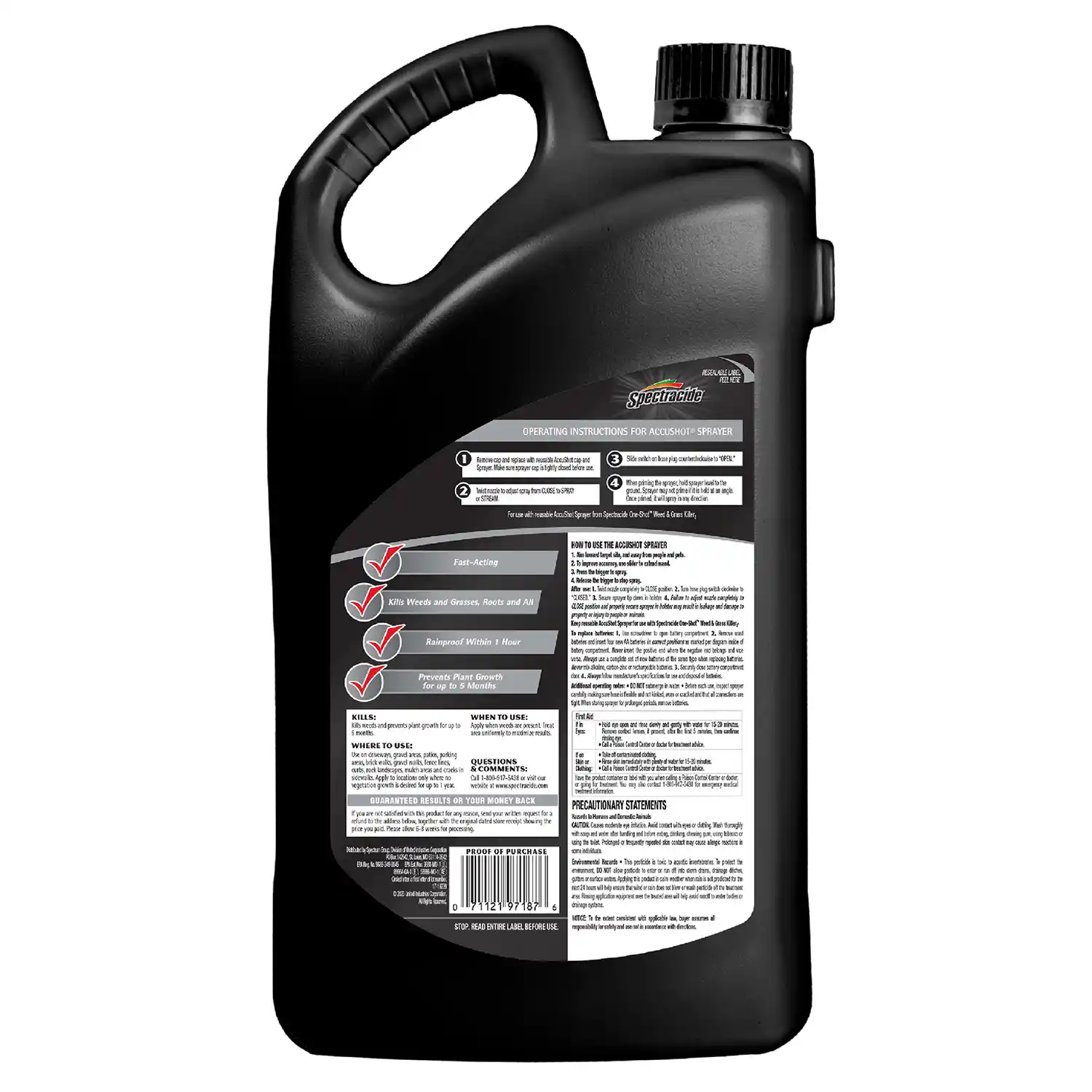 One Shot Weed and Grass Killer Accushot Refill 1 Gallon - Back Render