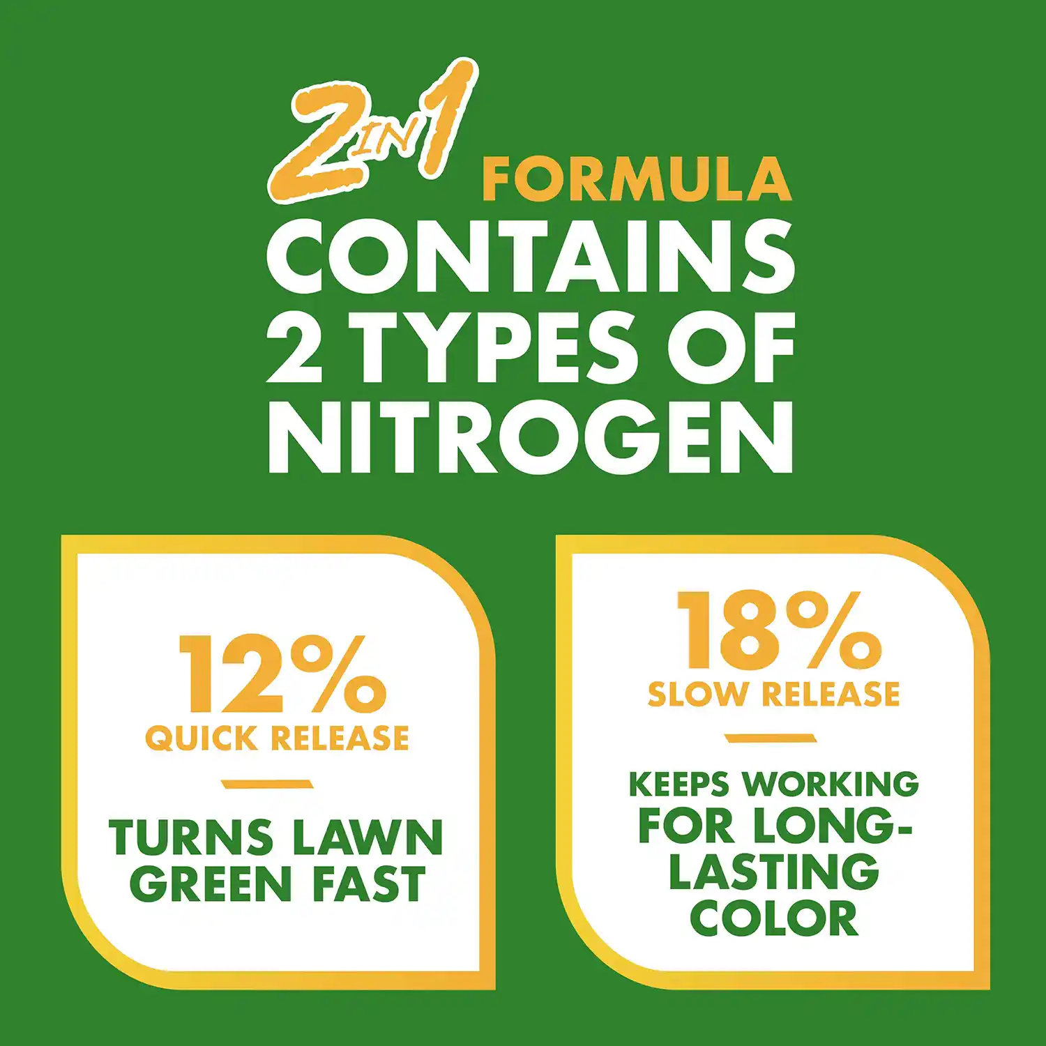 2-in1 FORMULA CONTAINS 2 TYPES OF NITROGEN