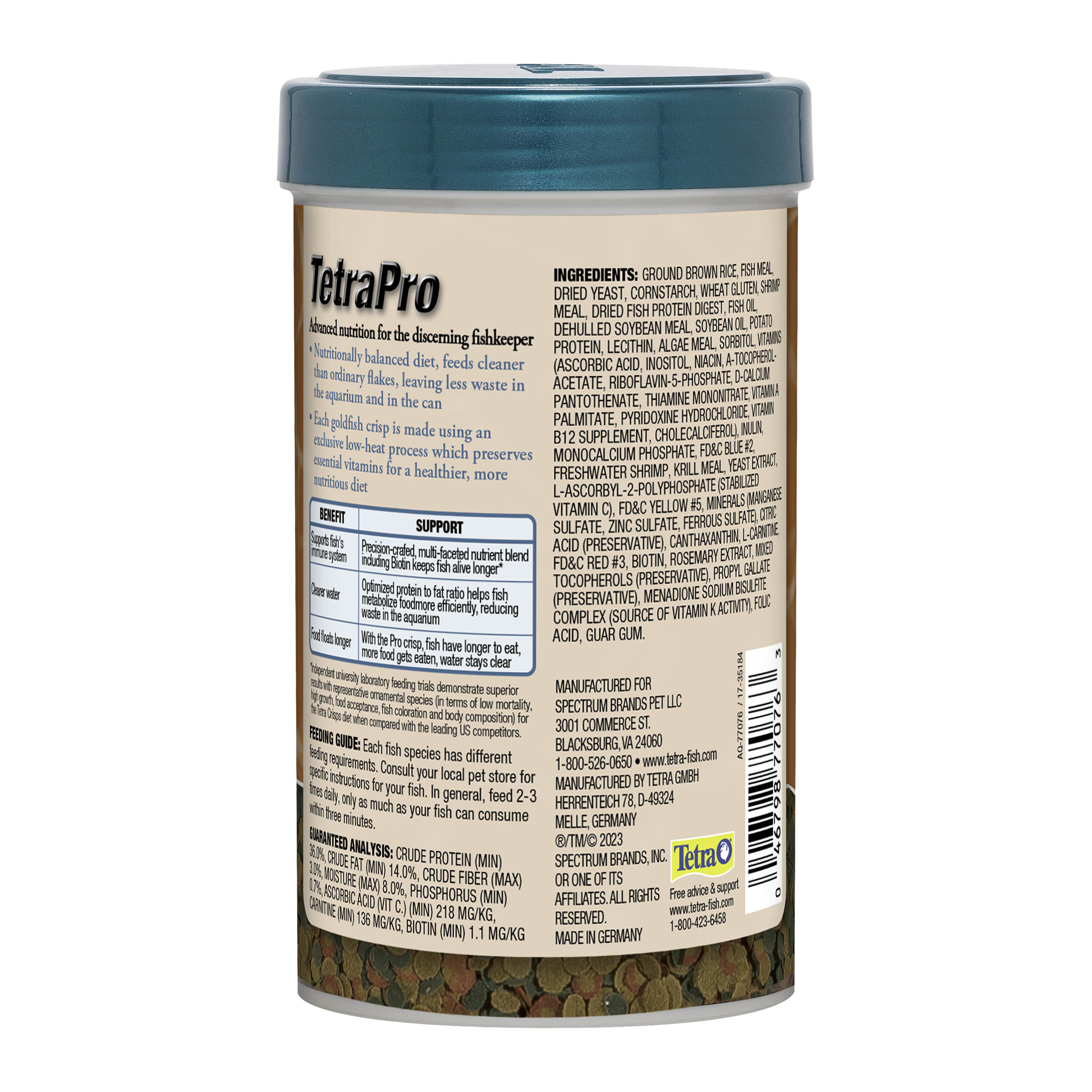 Tetra Pro Goldfish Crisps back