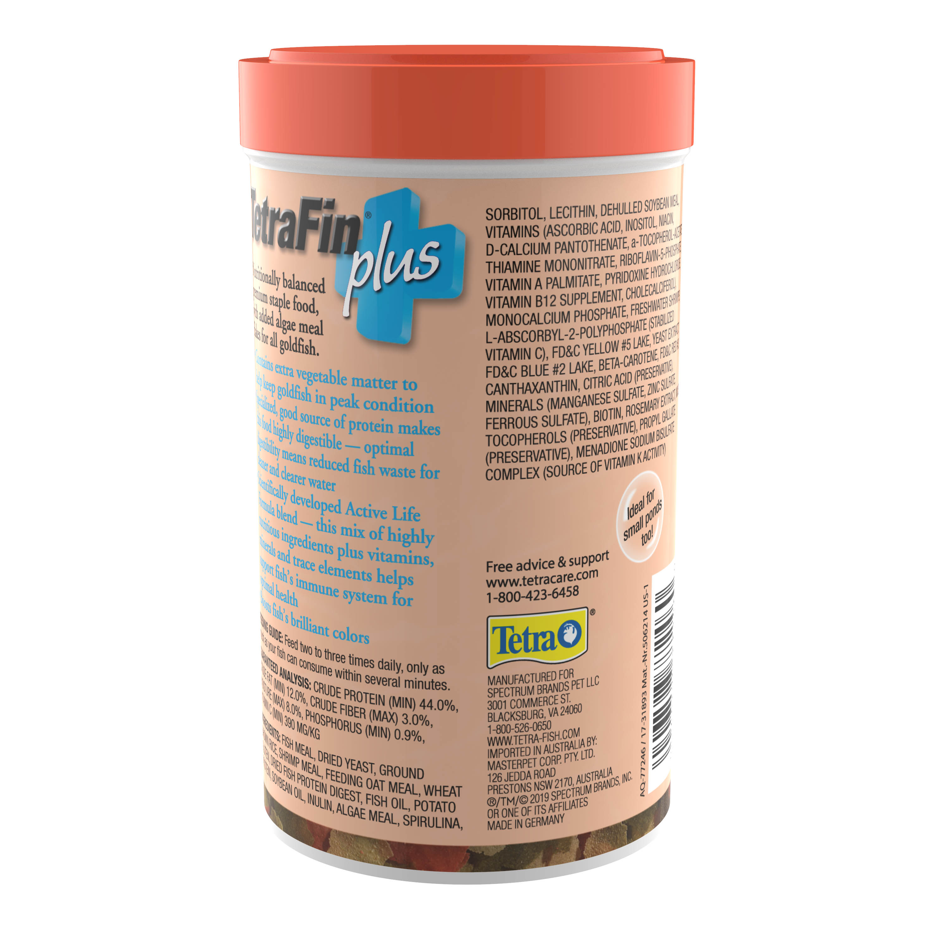 Tetra Fin Plus Goldfish Flakes back