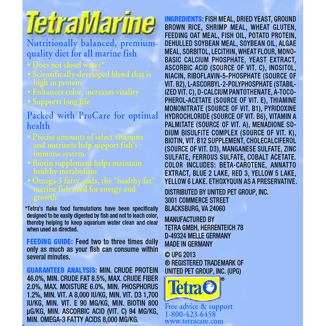 Tetra Marine Saltwater Flakes Back