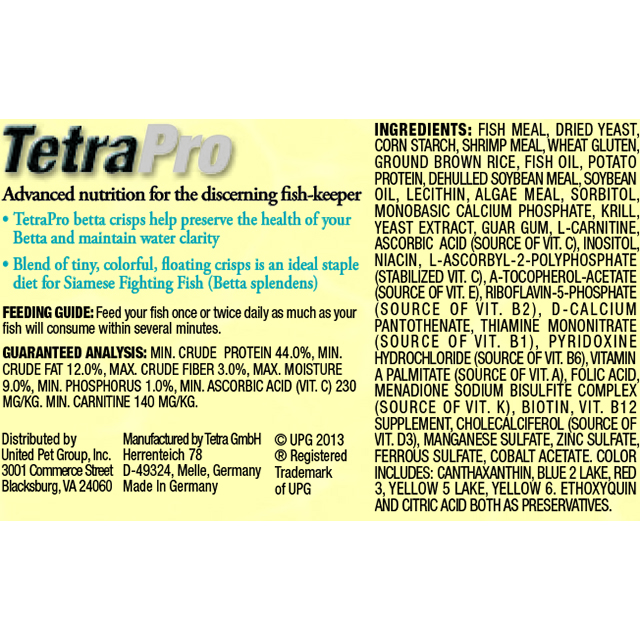 Tetra Pro Betta Crisps Back
