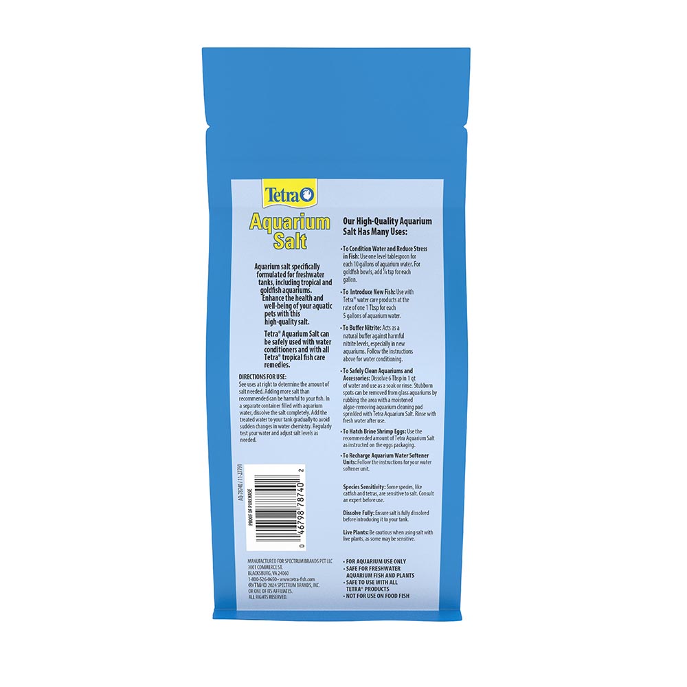 Tetra Aquarium Salt for Freshwater Fish Tanks, 16 Ounces - Back package render