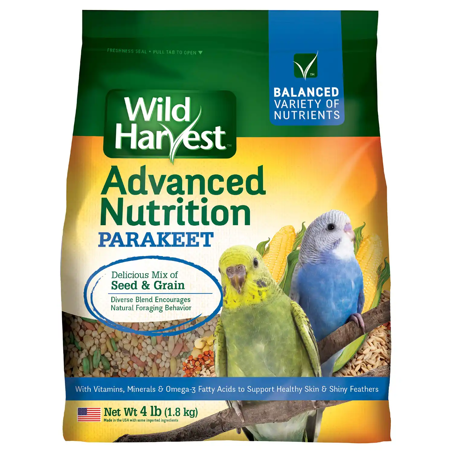 Wild Harvest Advanced Nutrition Parakeet Food, 4 Pounds Front Render