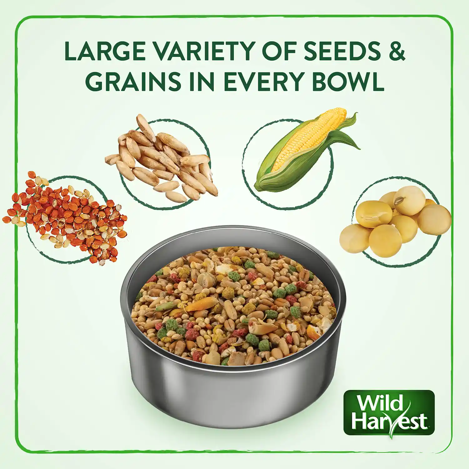 LARGE VARIETY OF SEEDS & GRAINS IN EVERY BOWL