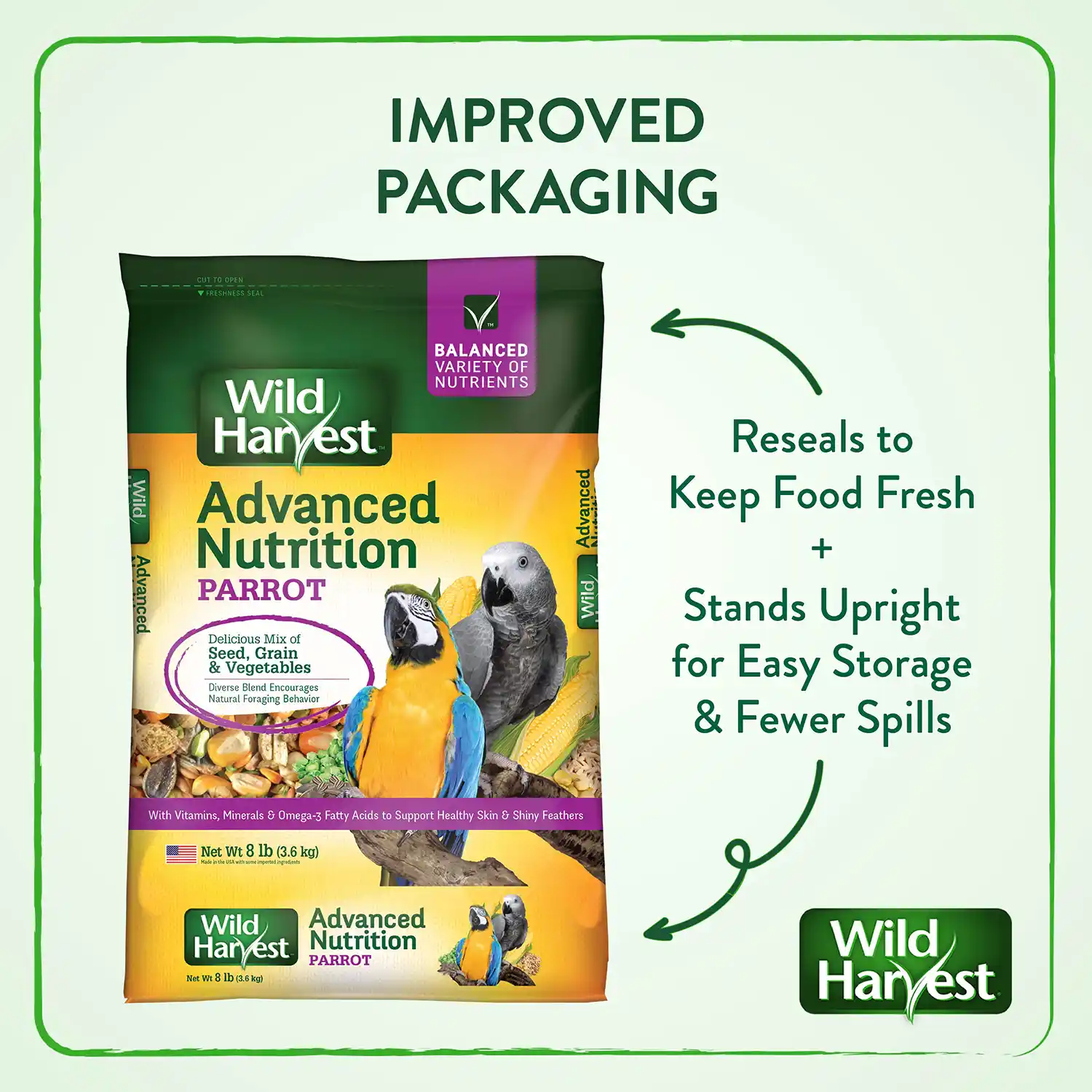 Reseals to Keep Food Fresh Stands Upright for Easy Storage & Fewer Spills