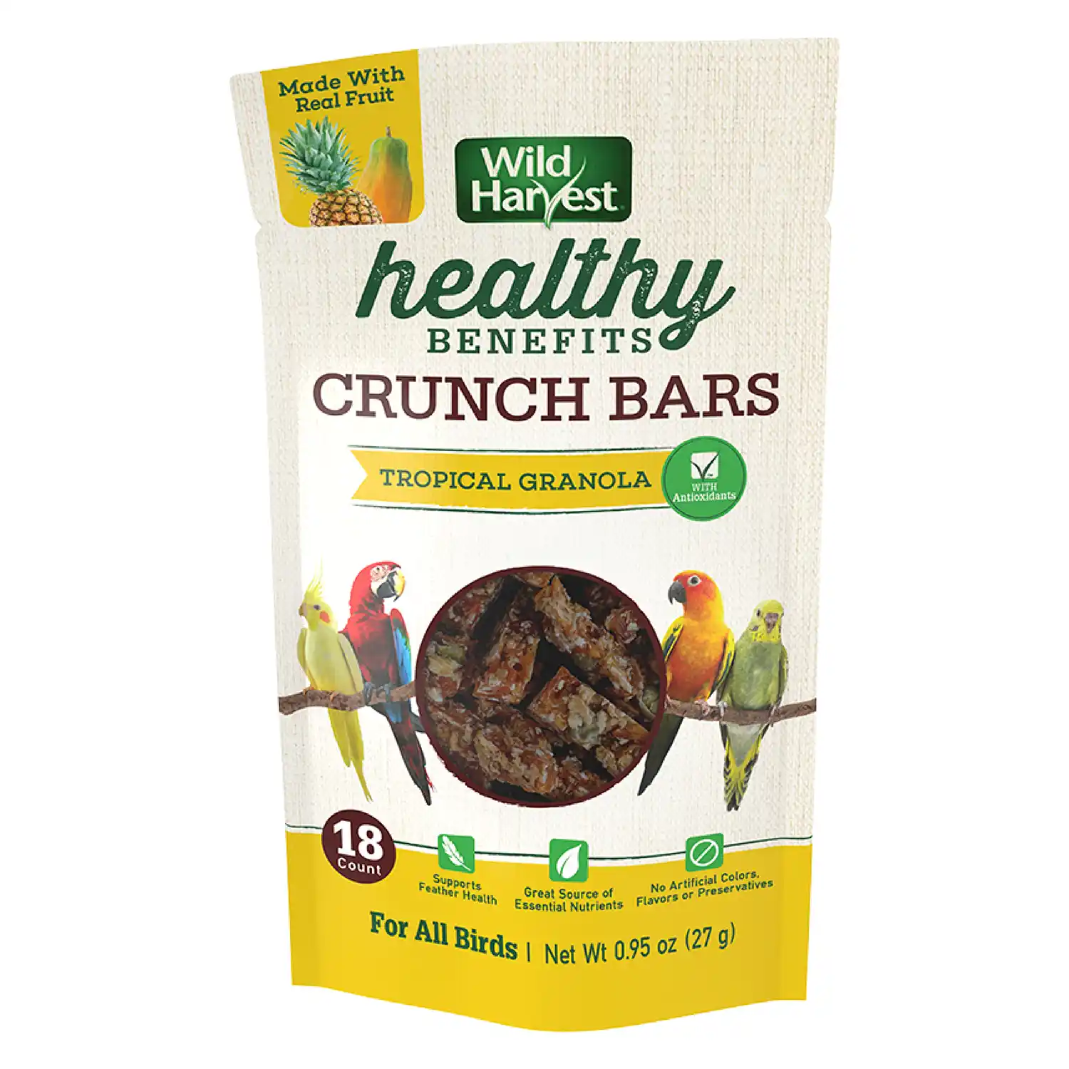 Front Packaging Render of Wild Harvest Tropical Crunch Bar for Birds
