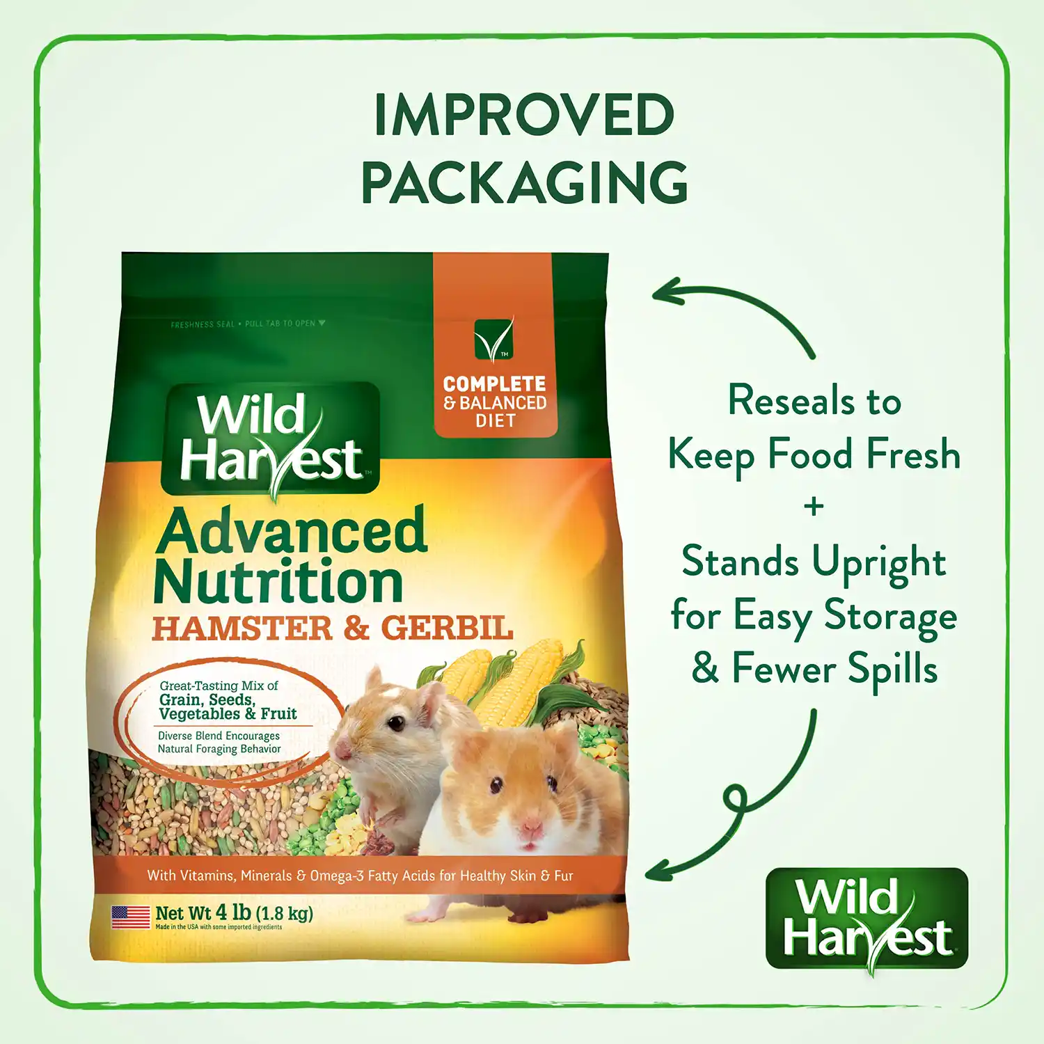 Reseals to Keep Food Fresh + Stands Upright for Easy Storage & Fewer Spills