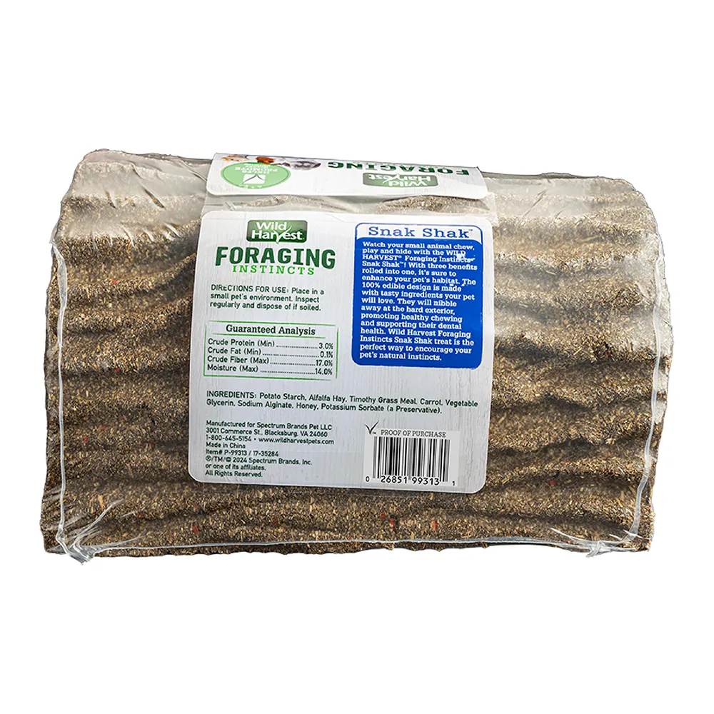 Foraging Instincts Snak Shak 100% Edible Hideaway, 1 Count - back of package
