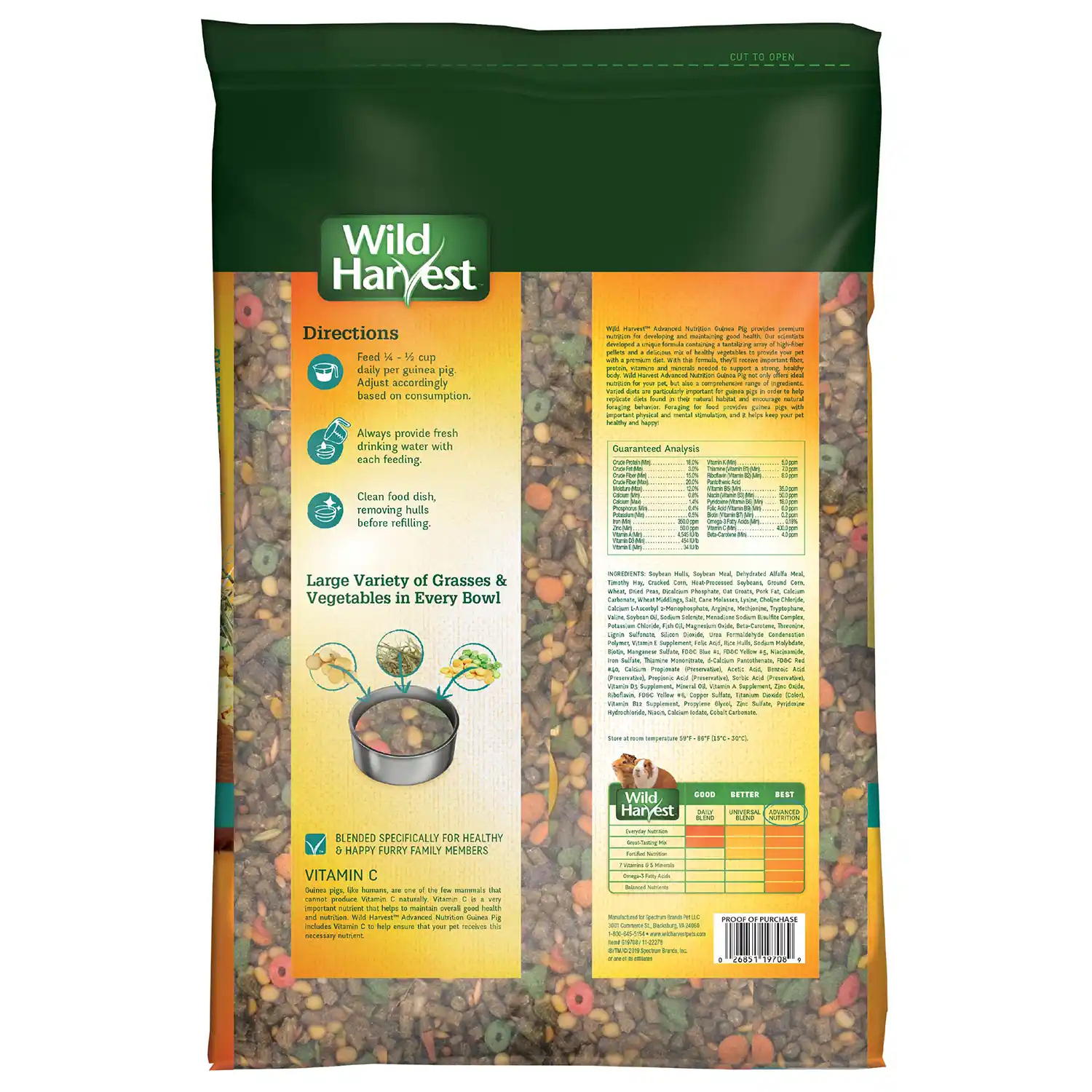 Wild Harvest Advanced Nutrition Guinea Pig Food, 8 Pounds Back Render