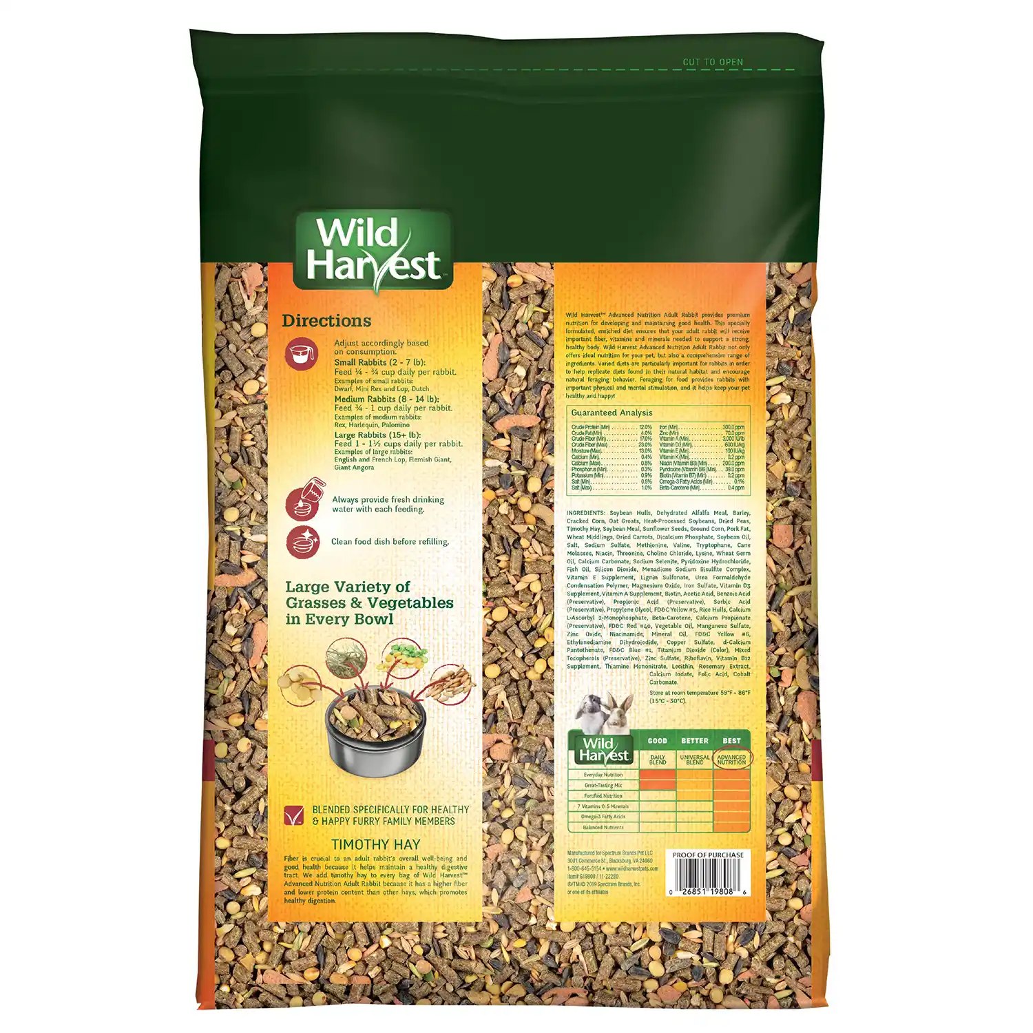 Wild Harvest Advanced Nutrition Adult Rabbit Food, 8 Pounds Back Render