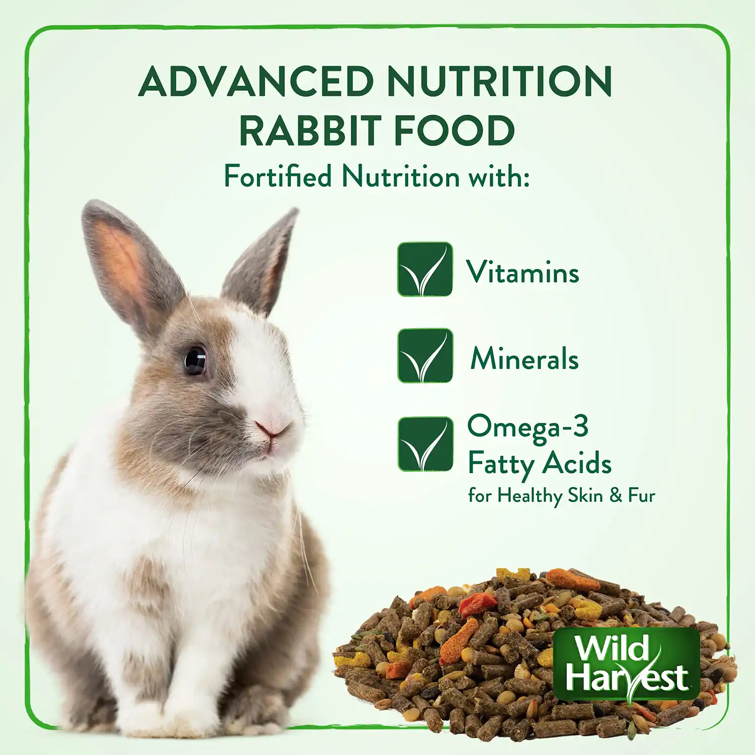 ADVANCED NUTRITION RABBIT FOOD Fortified Nutrition with: Vitamins Minerals Omega-3 Fatty Acids for Healthy Skin & Fur