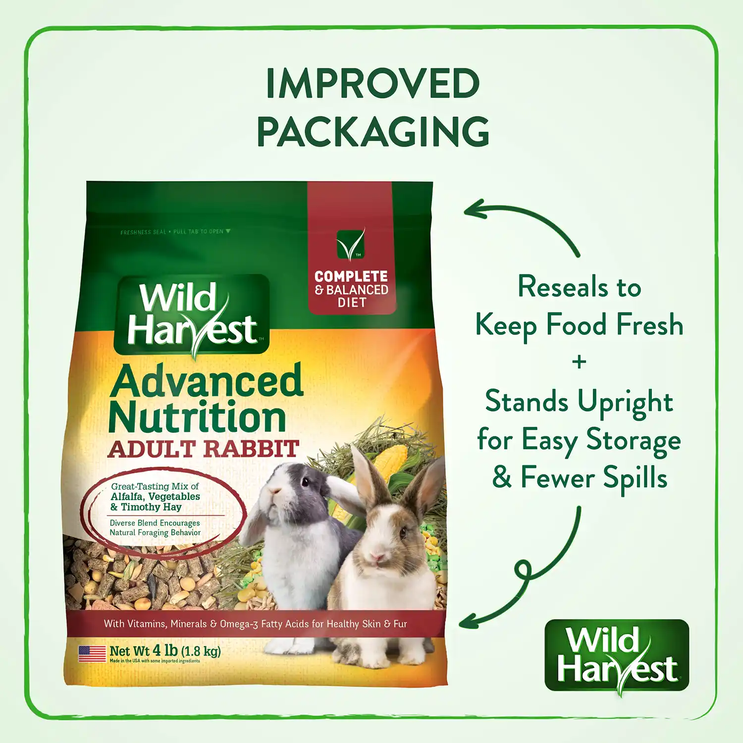 Reseals to Keep Food Fresh + Stands Upright for Easy Storage & Fewer Spills