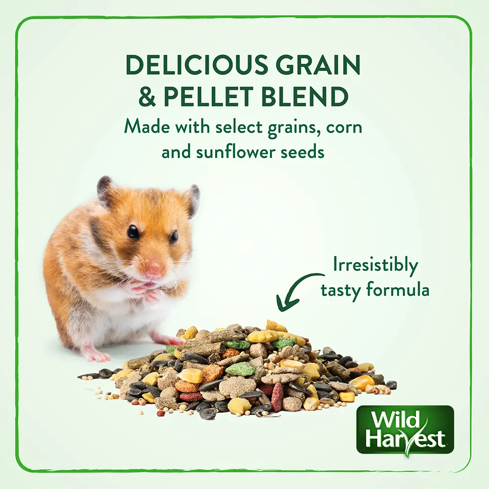 DELICIOUS GRAIN & PELLET BLEND Made with select grains, corn and sunflower seeds