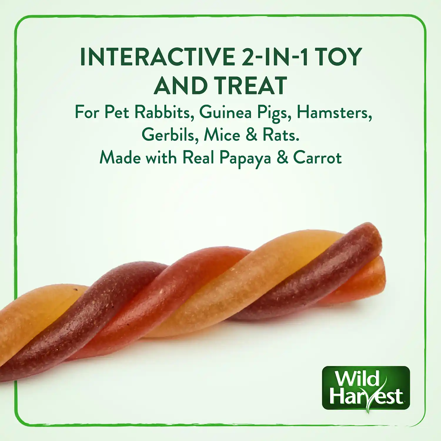 INTERACTIVE 2 IN 1 TOY AND TREAT For Pet Rabbits, Guinea Pigs, Hamsters, Gerbils, Mice & Rats. Made with Real Papaya & Carrot