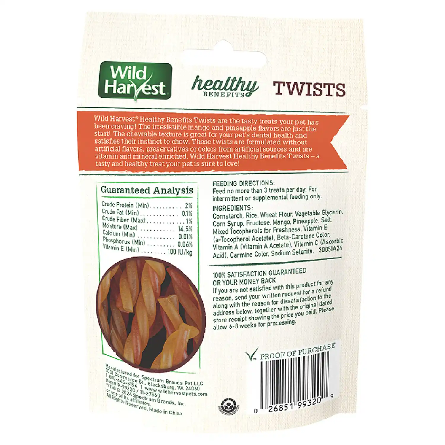 Back Packaging Rendering of Wild Harvest Twists with Mango and Pineapple Treats