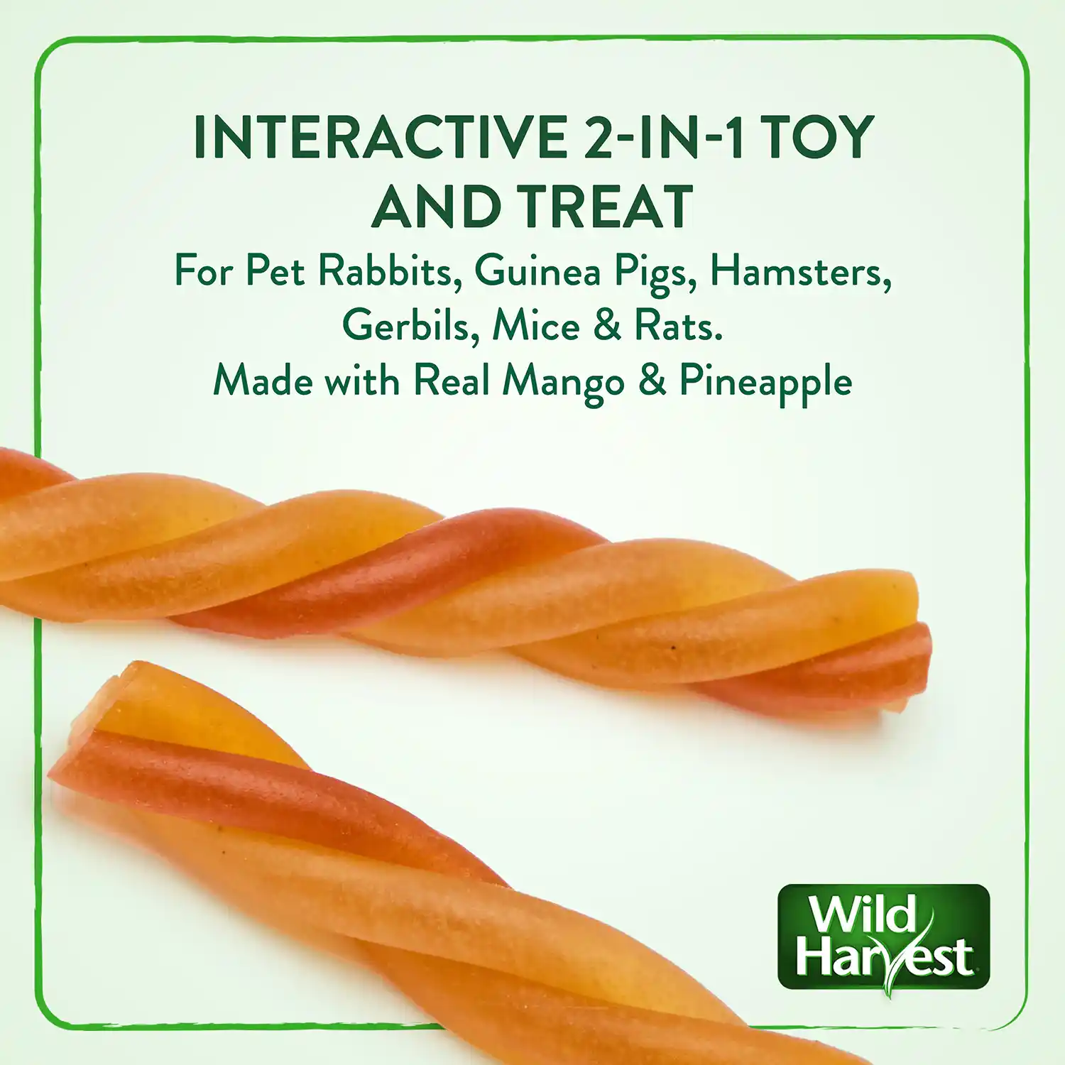 INTERACTIVE 2 IN 1 TOY AND TREAT For Pet Rabbits, Guinea Pigs, Hamsters, Gerbils, Mice & Rats. Made with Real Mango & Pineapple